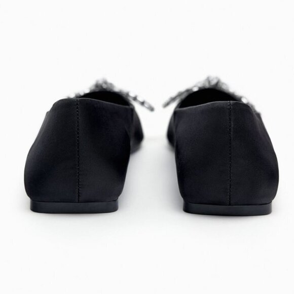 ZARA EMBELLISHED BOW BALLET FLATS BLACK SIZE| 2577/010 - Picture 4 of 11